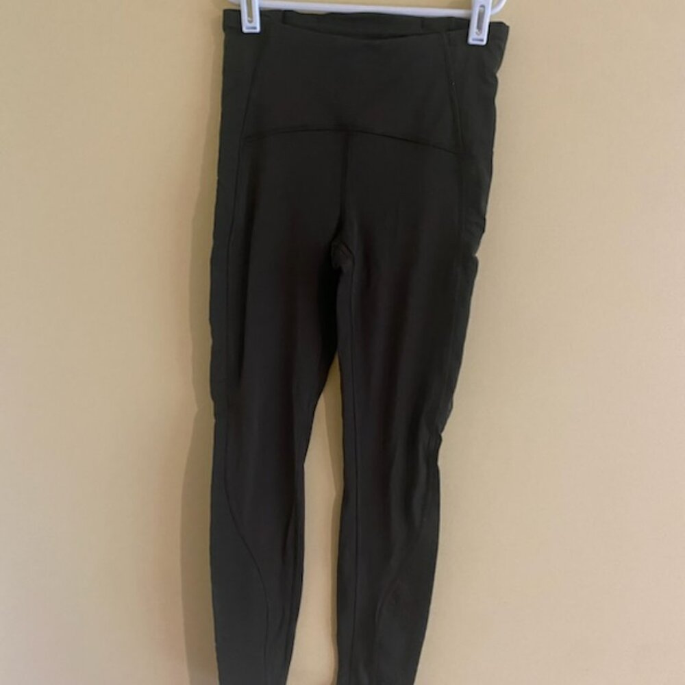 Lululemon Dark Green with Patterned Sides Leggings Size 4